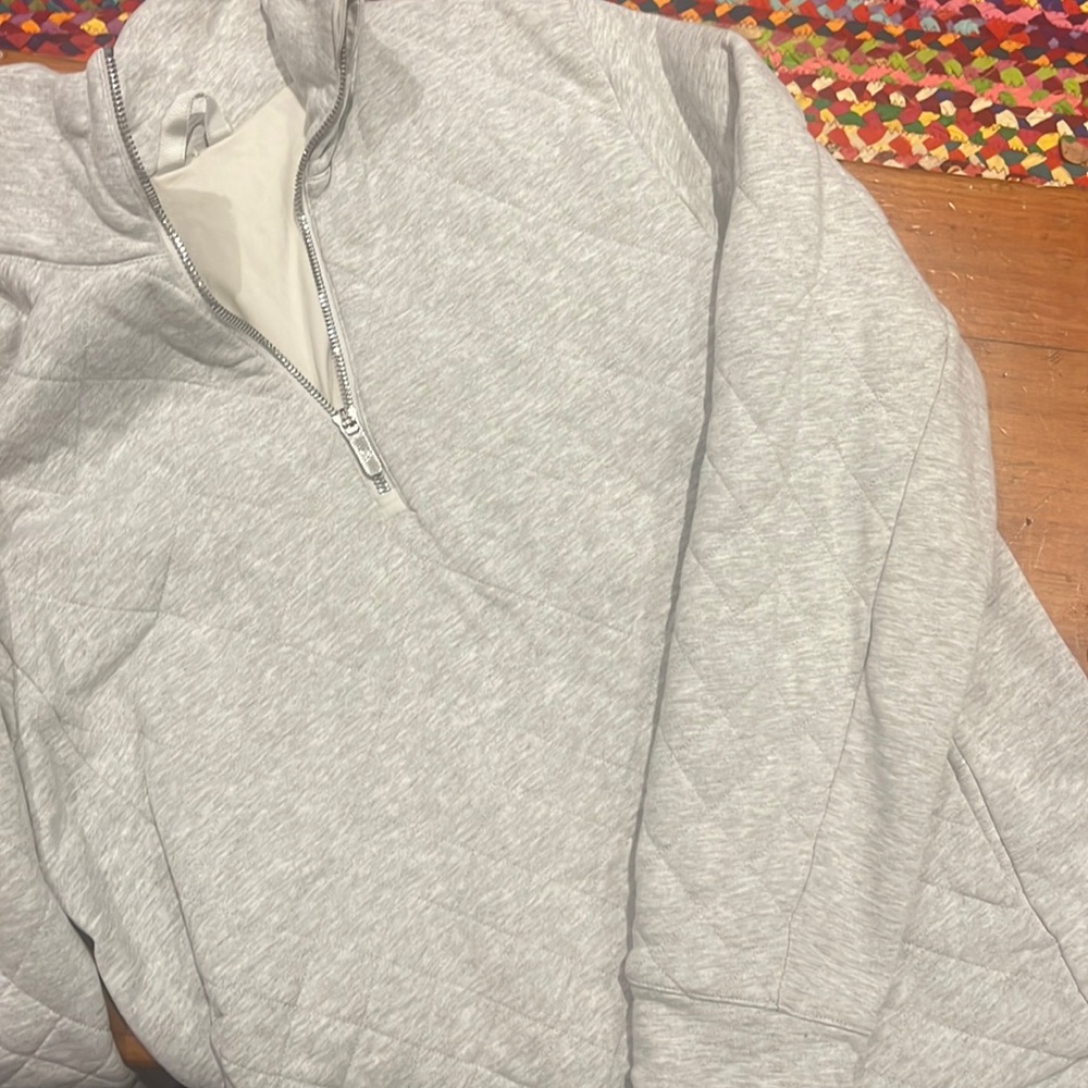lululemon athletica Light Gray Quilted Half-Zip Hoodie